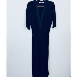 Pampelone Womens V Neck Maxi Dress Size M Slit Elegant Resort Wear Black